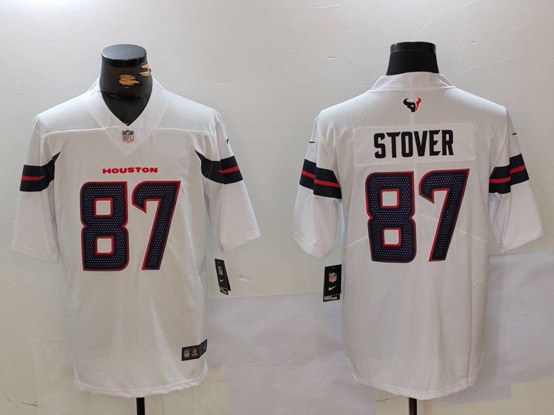 Men Houston Texans 87 Stover White Second generations 2025 Nike Limited NFL Jersey style 1